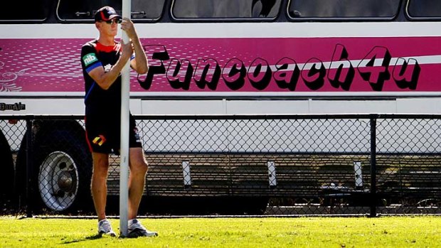 Wayne the funster: A pink-striped bus suggests there is a lighter side to Newcastle super coach Wayne Bennett.