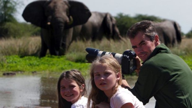 Herd watching: Penny, Lindy and Kim Wolhuter in Zimbabwe.