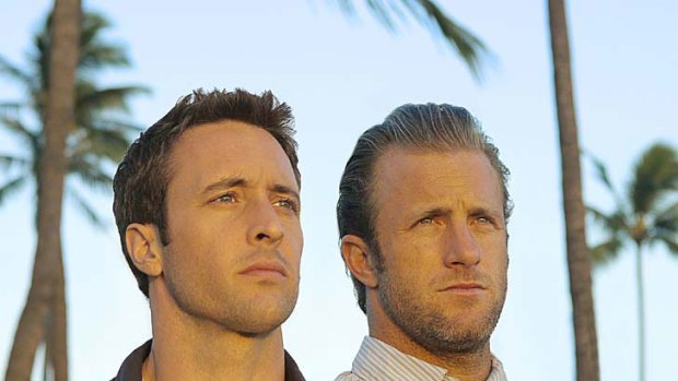 Alex O'Loughlin as Detective Steve McGarrett and Scott Caan as Detective Danny "Danno" Williams in Hawaii Five-O.