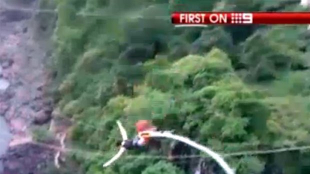 Erin Langworthy was filmed leaping from the bungy platform seconds before the mishap.