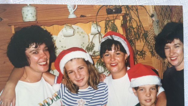 Christmas Day in 1995: Aunty Bern, Shannon Fentiman, Aunty Paula, sister Erin and mum Christine.
