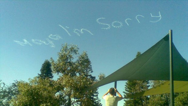 Signwriting in the sky over the eastern suburbs today. Picture: Sacha Molitorisz.