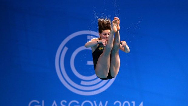 Maddison Keeney during the 3 metre springboard at Royal Commonwealth Pool.