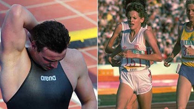 Different skins ... Paul Biedermann in his suit and Zola Budd in bare feet.