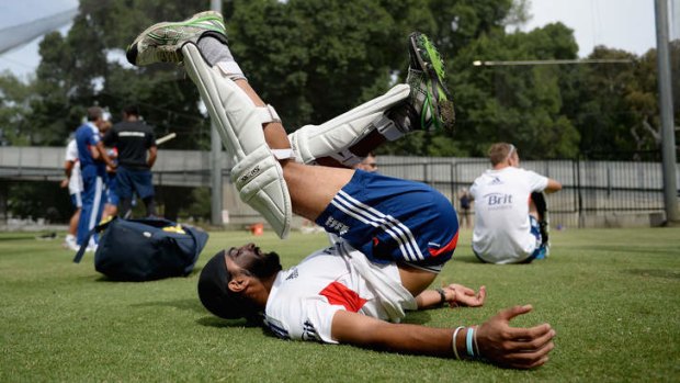 Monty Panesar of England warms up during a nets session at the MCG.