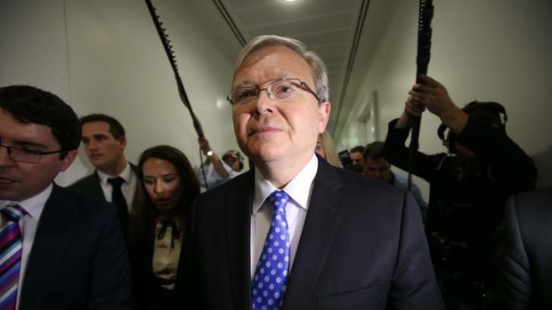 Kevin Rudd on June 26 after announcing that he would challenge Julia Gillard for the leadership.