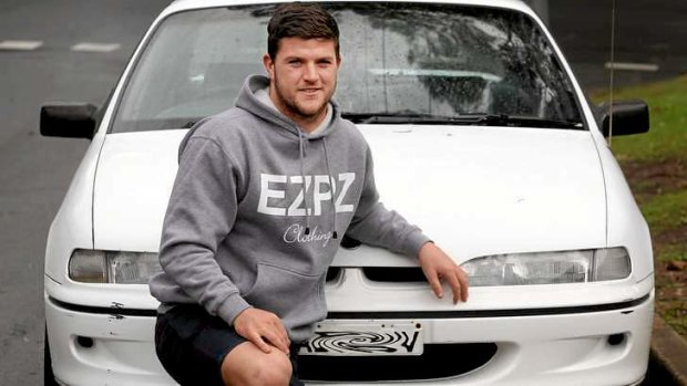 Chad Townsend, a player for the Cronulla Sharks with his 'modest 1996 Commodore'.