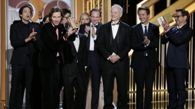 Wes Anderson accepts the Globe for best motion picture - comedy or musical for  <i>The Grand Budapest Hotel</i>.