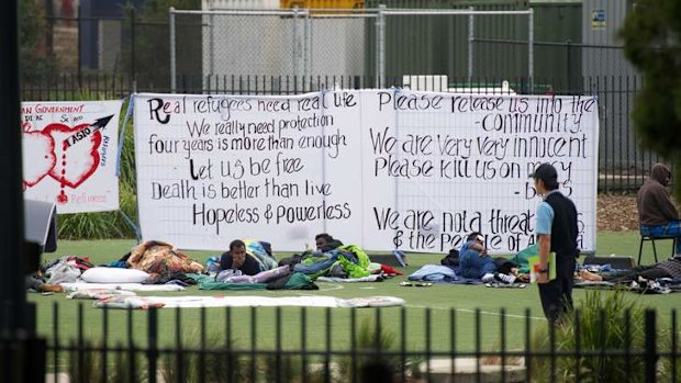 Hunger striking asylum seekers at the Broadmeadows detention centre in Melbourne.