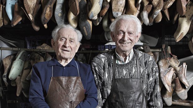 Built to last … shoemakers and brothers, Morris (left) and Adam Perkal.