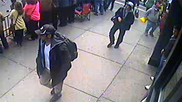 A CCTV image released by the FBI of the two men being sought over the Boston Marathon bombings.