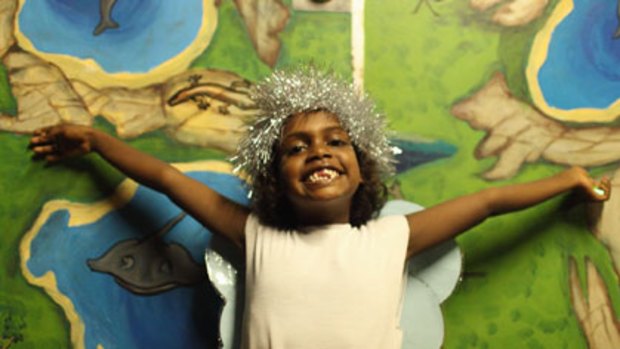 Santa Claus paid a visit to Bickerton Island in the Gulf of Carpentaria this week. The island’s children, including Elenore Mamarika, 6, dressed in nativity costumes and sang carols to celebrate the arrival of the Salvation Army’s Dave Shrimpton.