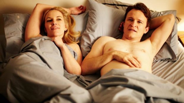 Evie (Kate Mulvany) and Dan (Damon Herriman) in a scene from <i>The Little Death</i>.