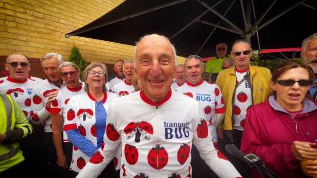 Mates say a wheely happy birthday to 96-year-old cyclist