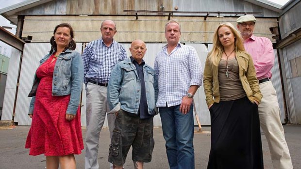 Courage under fire &#8230; Catherine Deveny, Peter Reith, Angry Anderson, Michael Smith, Imogen Bailey and Allan Asher from the second series of <em>Go Back to Where You Came From</em>.