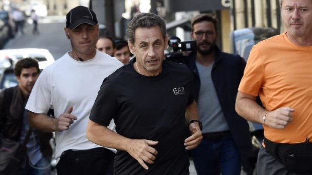 Former French president Nicolas Sarkozy on a run in Paris this week.
