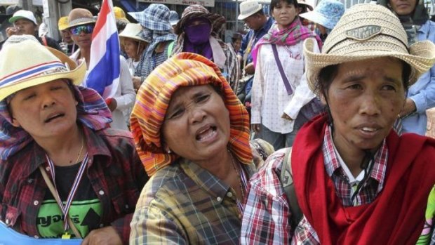 Thai rice farmers rally to demand the government speeds up payment for their crops. 
