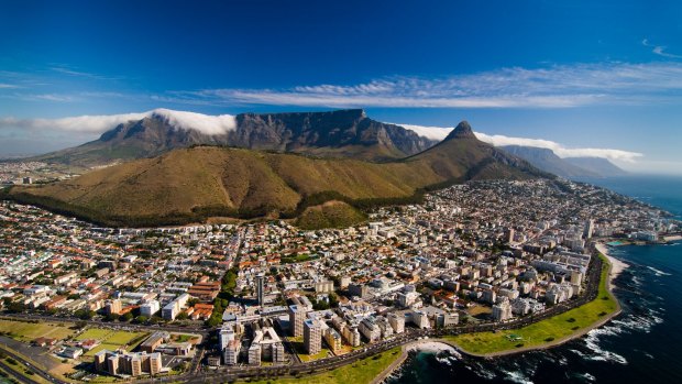 Table Mountain makes an imposing backdrop to the beautiful city of Cape Town.
