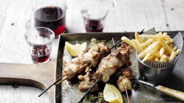 Skewers and fries at Zeus Street Greek