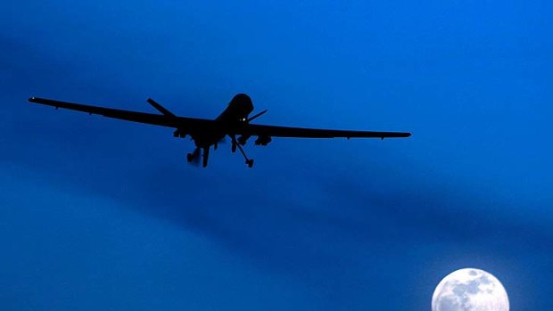 An unmanned Predator drone flies over Kandahar Air Field in Afghanistan.