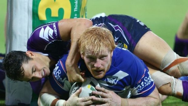 Try time: James Graham crosses for a Canterbury try.