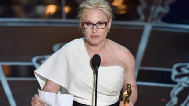 'It's our time': Patricia Arquette accepting her best supporting actress Oscar.