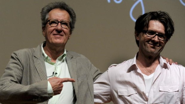 Ode to the harbour city ... actor Geoffrey Rush and Tropfest founder John Polson team up at the NSW Art Gallery.