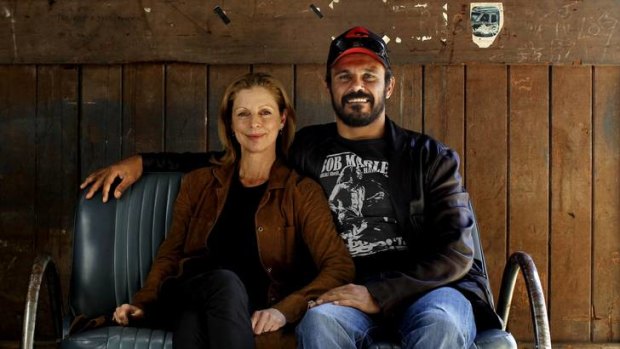 Helping hand &#8230; Heather Mitchell and Aaron Pedersen star in the STC's <i>Signs of Life</i>.