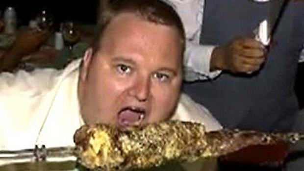 Dinner time ... Kim Dotcom reportedly weighs 130kg.