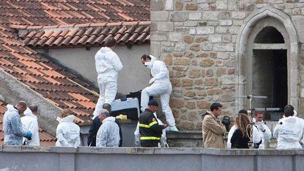 Forensic police return to carry out searches at the Church of the Most Holy Trinity on March 30, 2010 in the Elisa Claps murder investigation.