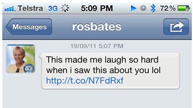 Ros Bates' Twitter account reposted the phishing scam after she clicked on the link.
