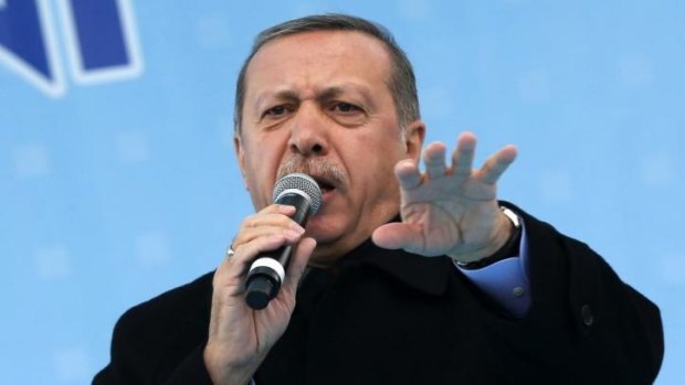 Turkey's Prime Minister Tayyip Erdogan addresses crowds in Ankara.