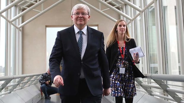 A strange way with words: Kevin Rudd.