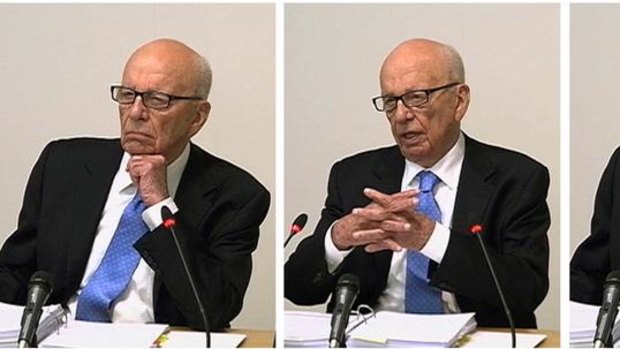 Questioned by Robert Jay QC ... News Corporation Chief Executive and Chairman, Rupert Murdoch, speaking at the Leveson Inquiry into the culture, practices and ethics of the media, at the High Court in London.