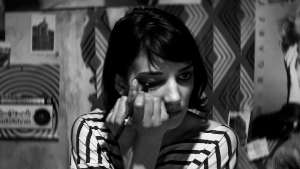 Sheila Vand as The Girl in the Iranian film <i>A Girl Walks Home Alone At Night</i>. 