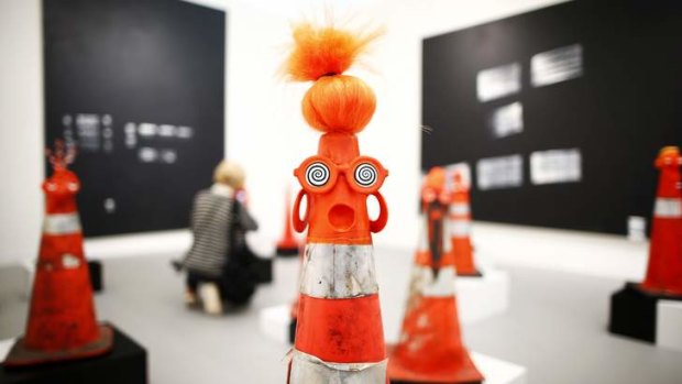 Robert Pruitt's <i>Safety Cones</i> in the Gavin Brown's Enterprise stand at the London's Frieze Art Fair.