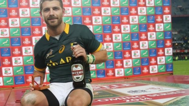 Champagne performance: Willie le Roux was man of the match for the Springboks against Wales.