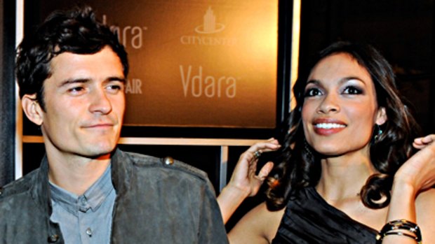 Louche in Las Vegas ... Orlando Bloom and Rosario Dawson attend the grand opening of the Vdara hotel and spa in Las Vegas.