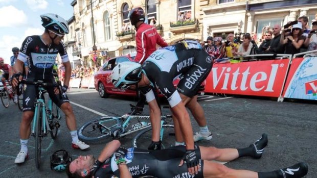 Down and probably out: Mark Cavendish.