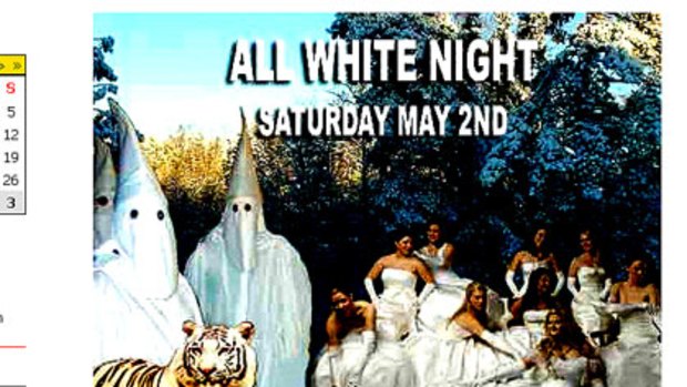 'All White Night' ... the Ku Klux Klan image pulled from the Torquay Tigers website.