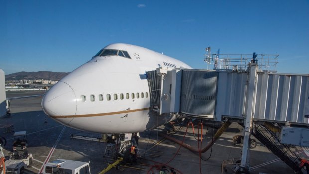 The final United Airlines 747 jumbo jet before its last flight.