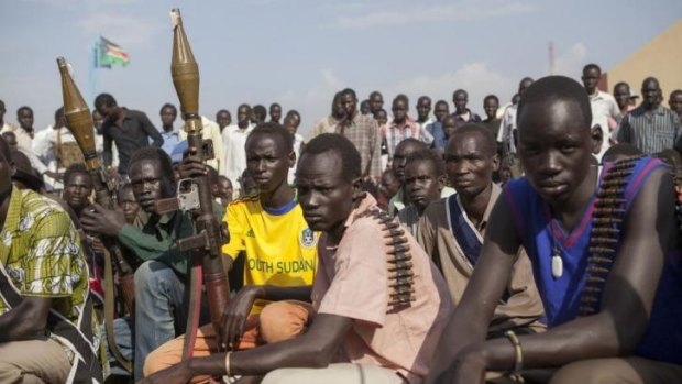 Volatile ... Members of the White Army, a South Sudanese anti-government militia, attend a rally in Nasir on April 14, 2014.