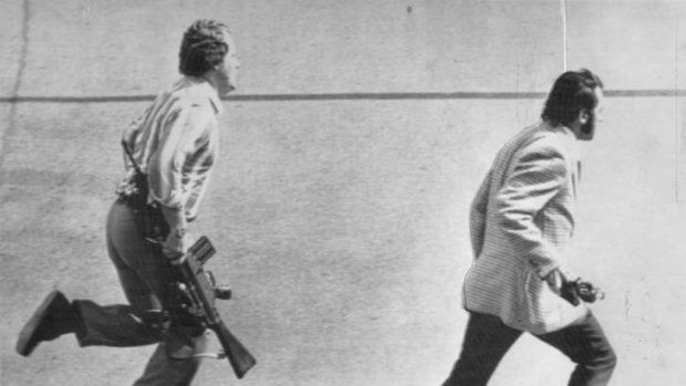 Crisis ... plainclothes police near the Olympic Village in Munich, 1972.