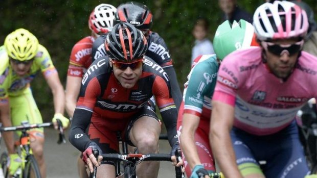 Strategically placed: Michael Matthews, right, leads Evans as he pedals on his way to win the sixth stage of the Giro d’Italia.