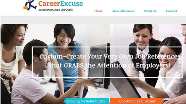 $50 job history: The Career Excuse home page vows to create 'attention-grabbing' references.
