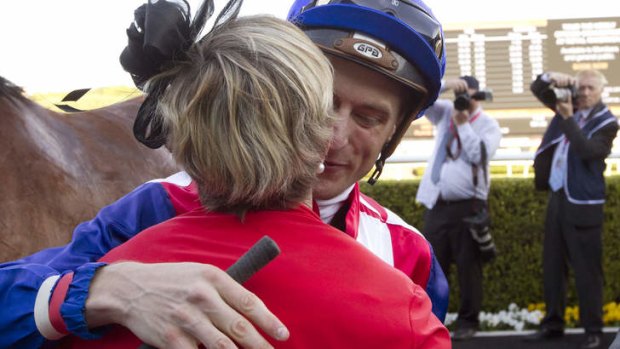Well done: Blake Shinn is congratulated by Wendy Walter.