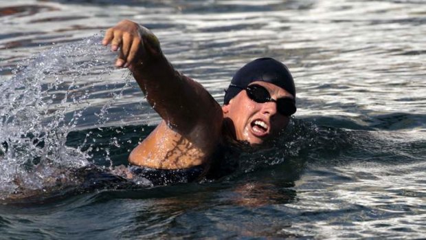 Beaten by a jelly fish sting: Australian long-distance swimmer Chloe McCardel.