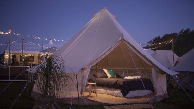 Fairground for grownups: Tents are custom-designed for the Australian environment.