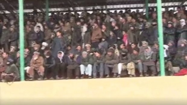 Some of the 5000 or so spectators at the sporting event in northern Afghanistan in November where witnesses say Ahmad Ishchi was beaten up and abducted.  