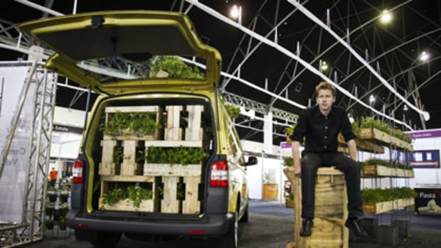 High hopes ... Joost Bakker with produce grown from waste at the Melbourne restaurant Rockpool.